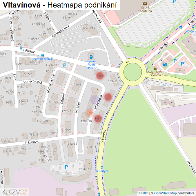 Mapa Vltavínová - Firmy v ulici.