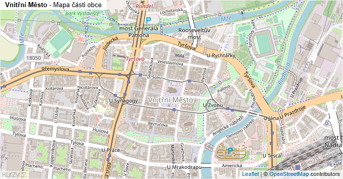 Vnitřní Město - mapa části obce