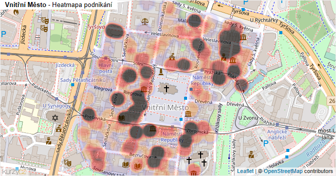 Vnitřní Město - mapa podnikání