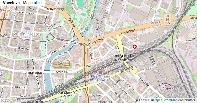 Vocelova - mapa ulice