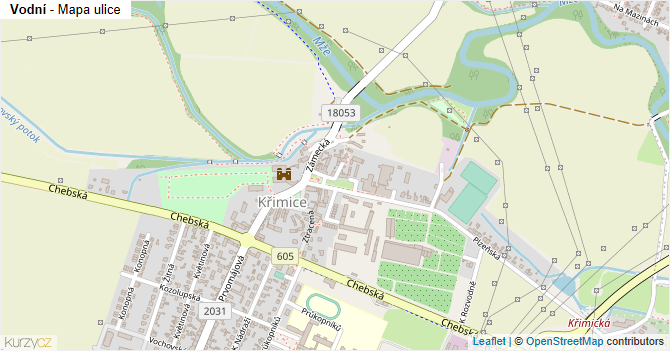 Vodní - mapa ulice