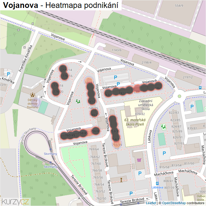 Mapa Vojanova - Firmy v ulici.