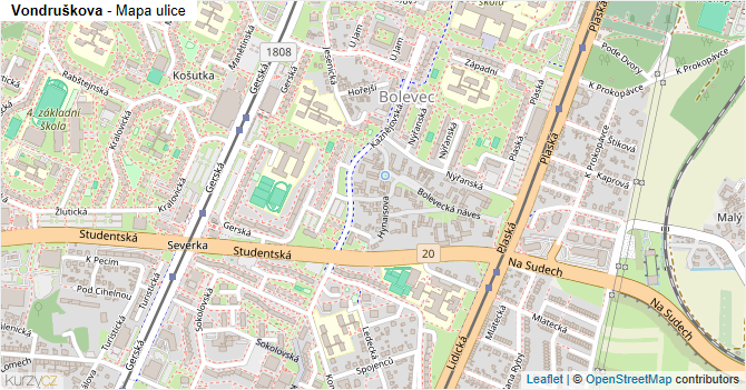 Vondruškova - mapa ulice