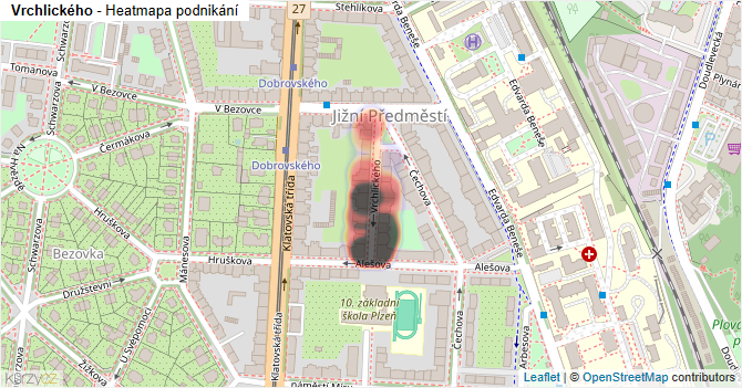 Vrchlického - mapa podnikání