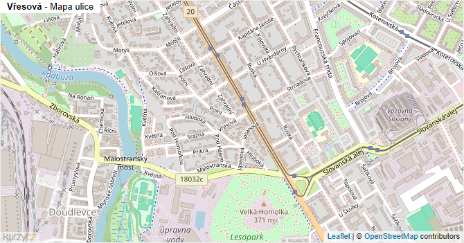 Vřesová - mapa ulice