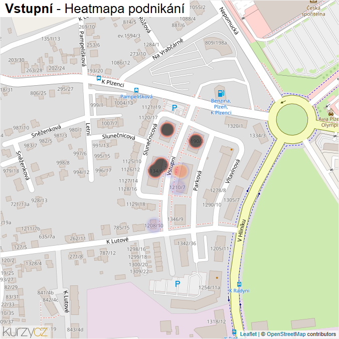 Mapa Vstupní - Firmy v ulici.