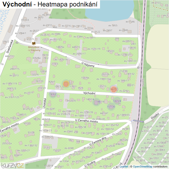 Mapa Východní - Firmy v ulici.