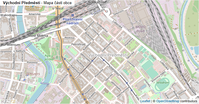 Východní Předměstí - mapa části obce