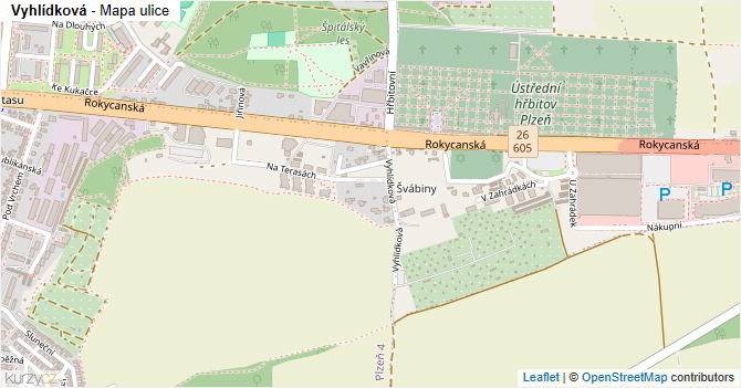 Vyhlídková - mapa ulice