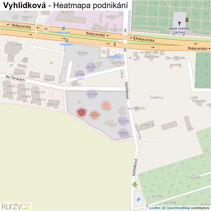 Mapa Vyhlídková - Firmy v ulici.