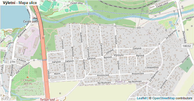 Výletní - mapa ulice