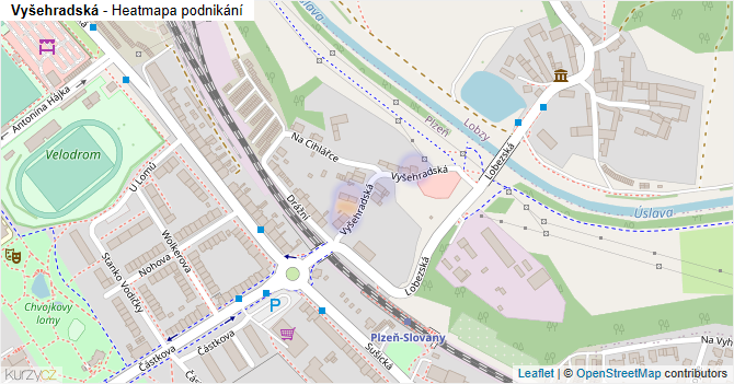 Vyšehradská - mapa podnikání