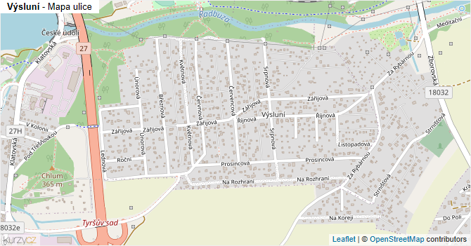 Výsluní - mapa ulice