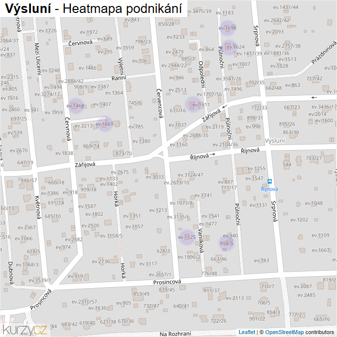 Mapa Výsluní - Firmy v ulici.
