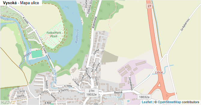 Vysoká - mapa ulice