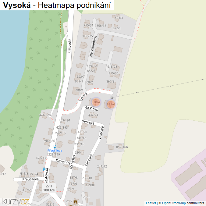 Mapa Vysoká - Firmy v ulici.