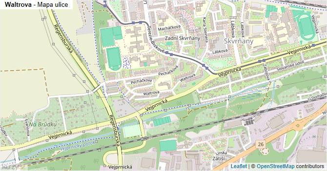 Waltrova - mapa ulice