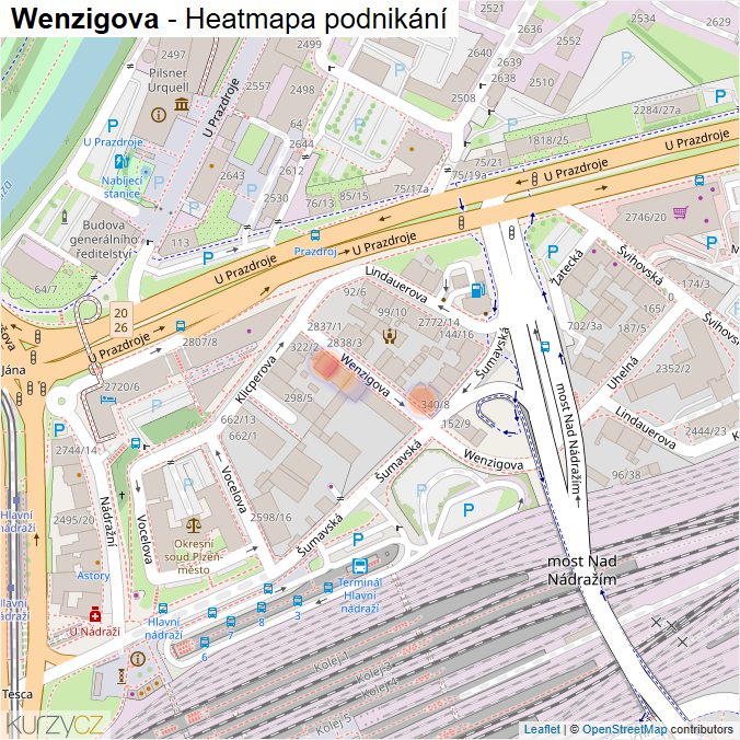 Mapa Wenzigova - Firmy v ulici.