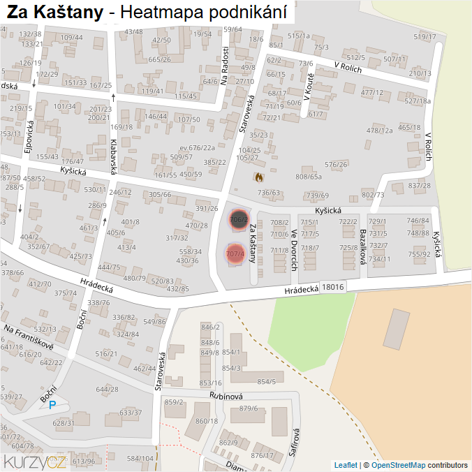 Mapa Za Kaštany - Firmy v ulici.