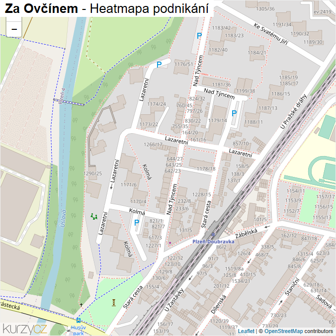 Mapa Za Ovčínem - Firmy v ulici.