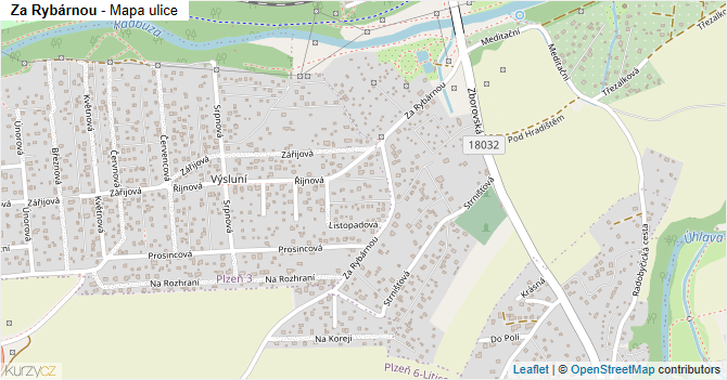 Za Rybárnou - mapa ulice