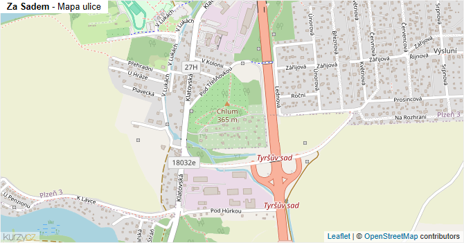 Za Sadem - mapa ulice