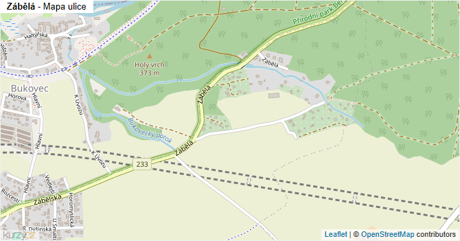 Zábělá - mapa ulice