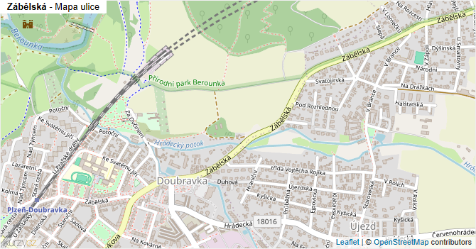 Zábělská - mapa ulice