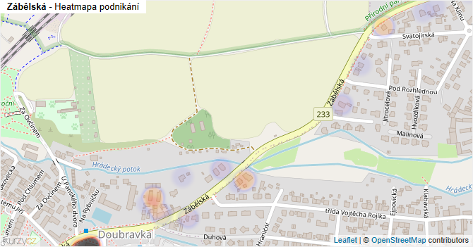 Zábělská - mapa podnikání