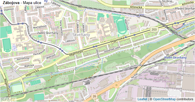 Zábojova - mapa ulice