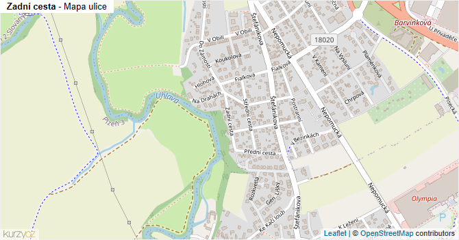Zadní cesta - mapa ulice