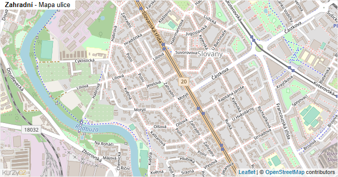 Zahradní - mapa ulice