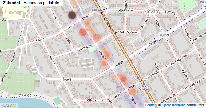 Zahradní - mapa podnikání