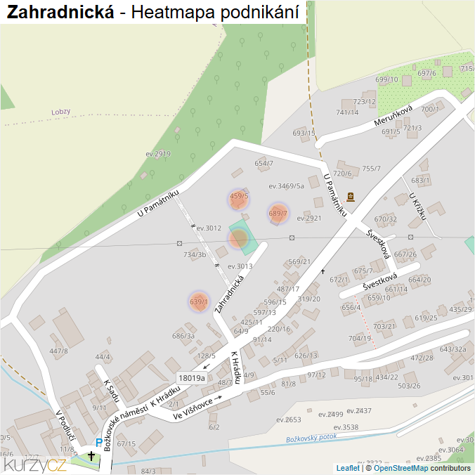Mapa Zahradnická - Firmy v ulici.