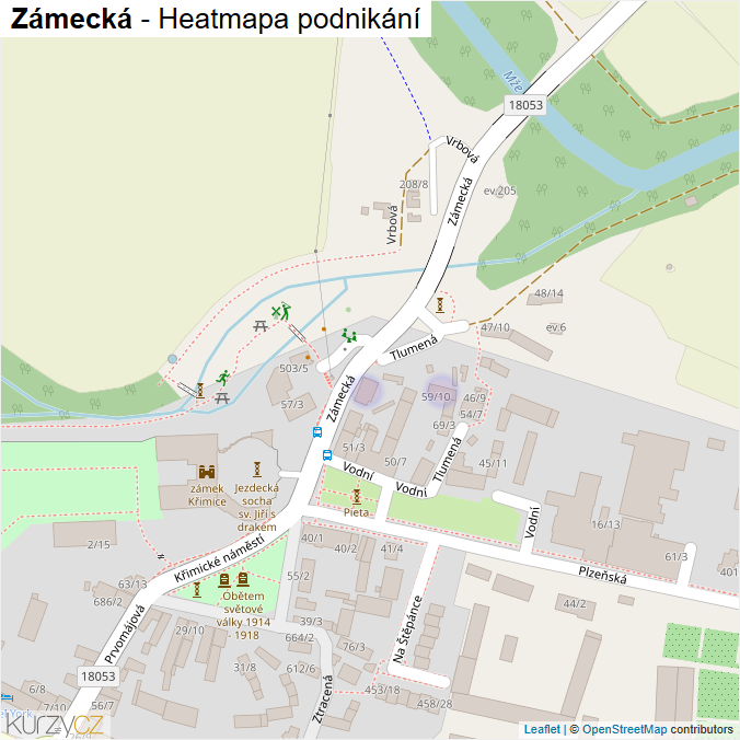 Mapa Zámecká - Firmy v ulici.