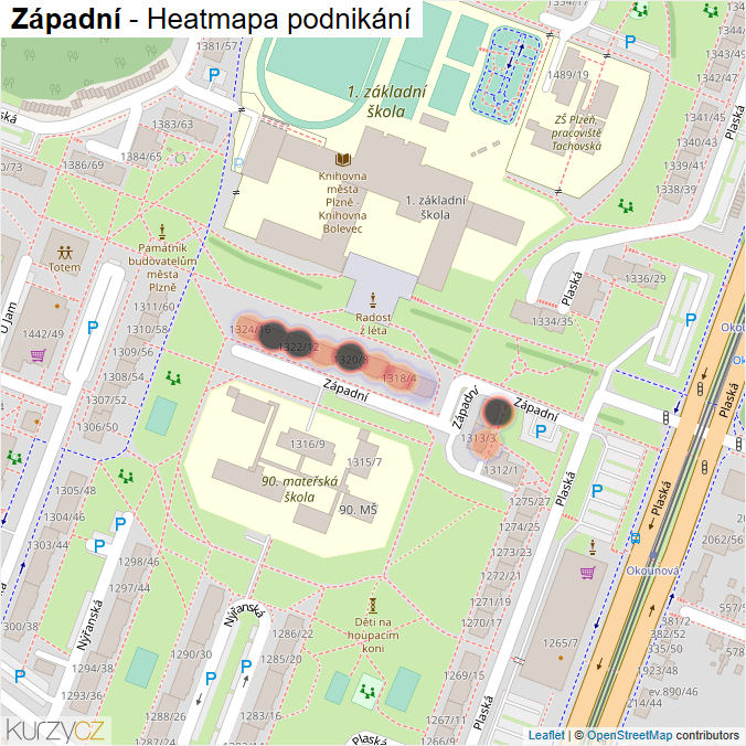 Mapa Západní - Firmy v ulici.
