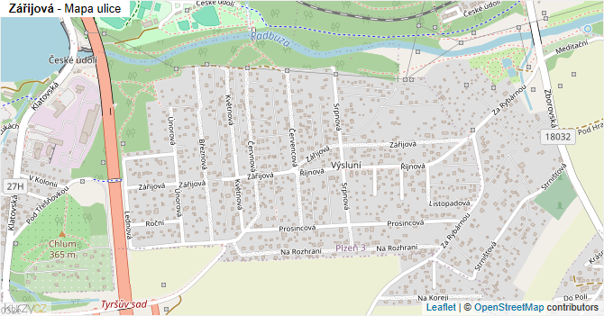 Zářijová - mapa ulice