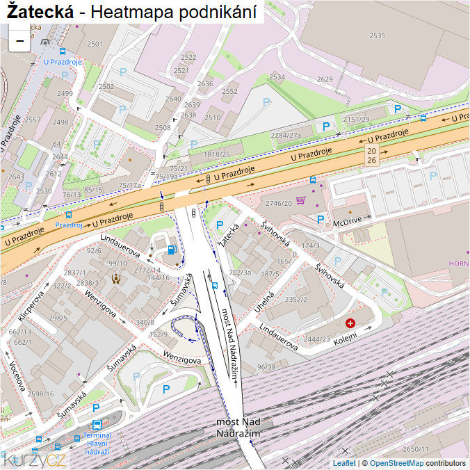 Mapa Žatecká - Firmy v ulici.
