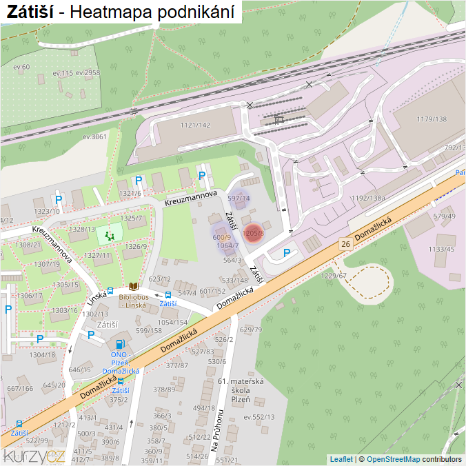 Mapa Zátiší - Firmy v ulici.