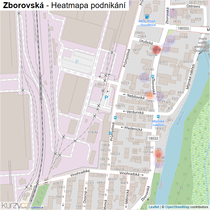 Mapa Zborovská - Firmy v ulici.