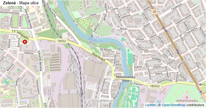 Zelená - mapa ulice