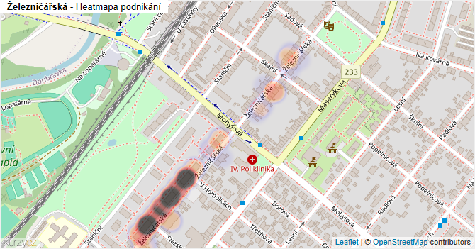 Železničářská - mapa podnikání