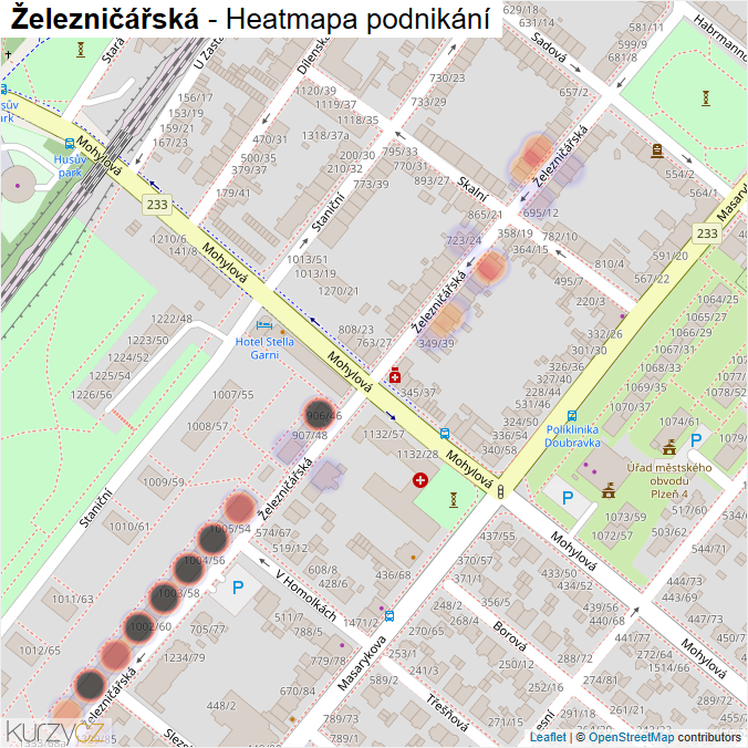 Mapa Železničářská - Firmy v ulici.