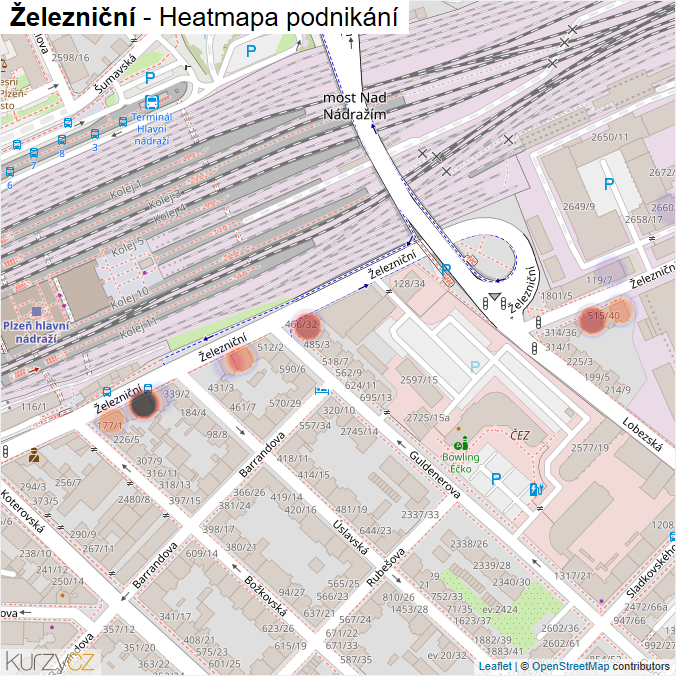 Mapa Železniční - Firmy v ulici.