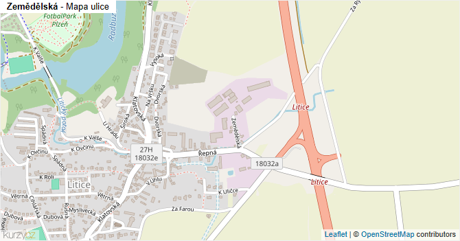 Zemědělská - mapa ulice