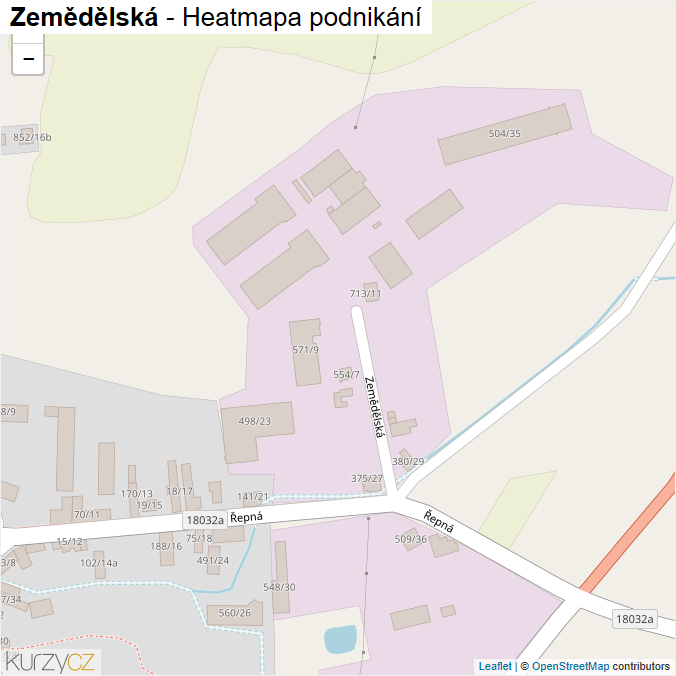 Mapa Zemědělská - Firmy v ulici.