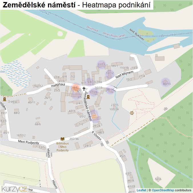 Mapa Zemědělské náměstí - Firmy v ulici.