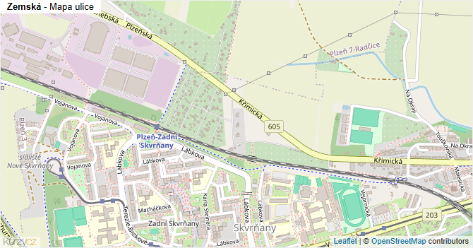 Zemská - mapa ulice