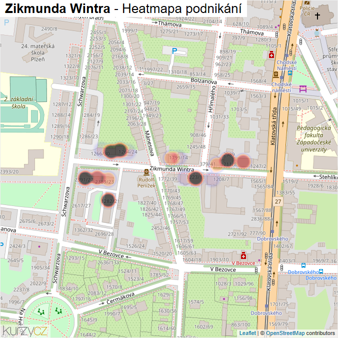 Mapa Zikmunda Wintra - Firmy v ulici.