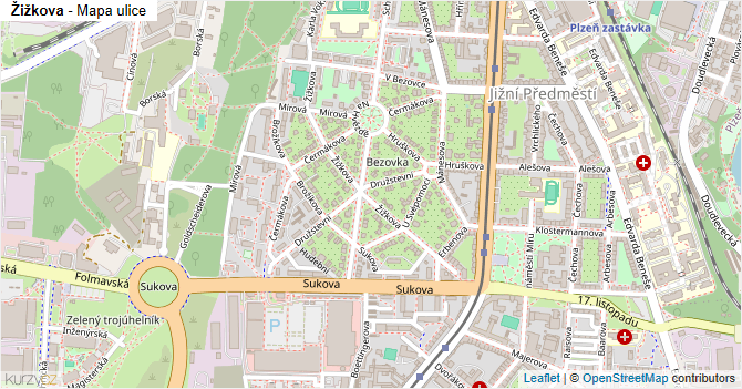 Žižkova - mapa ulice